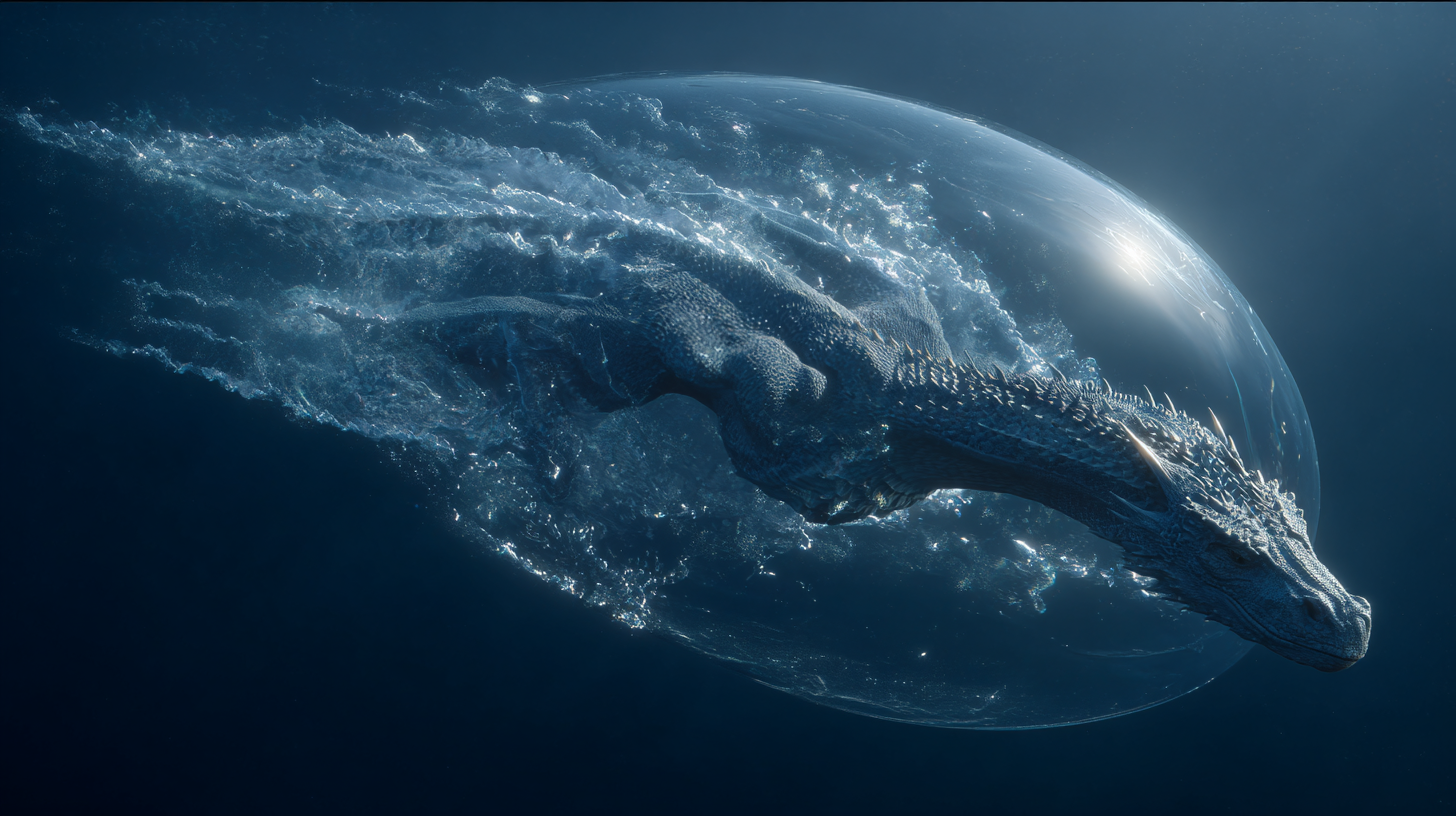 Drago di Vetustus in immersione