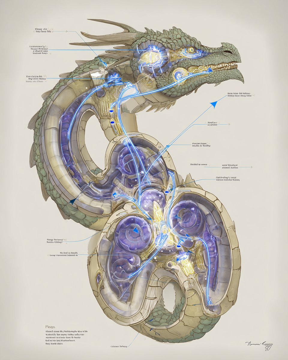 Sezione anatomica organi energetici del drago